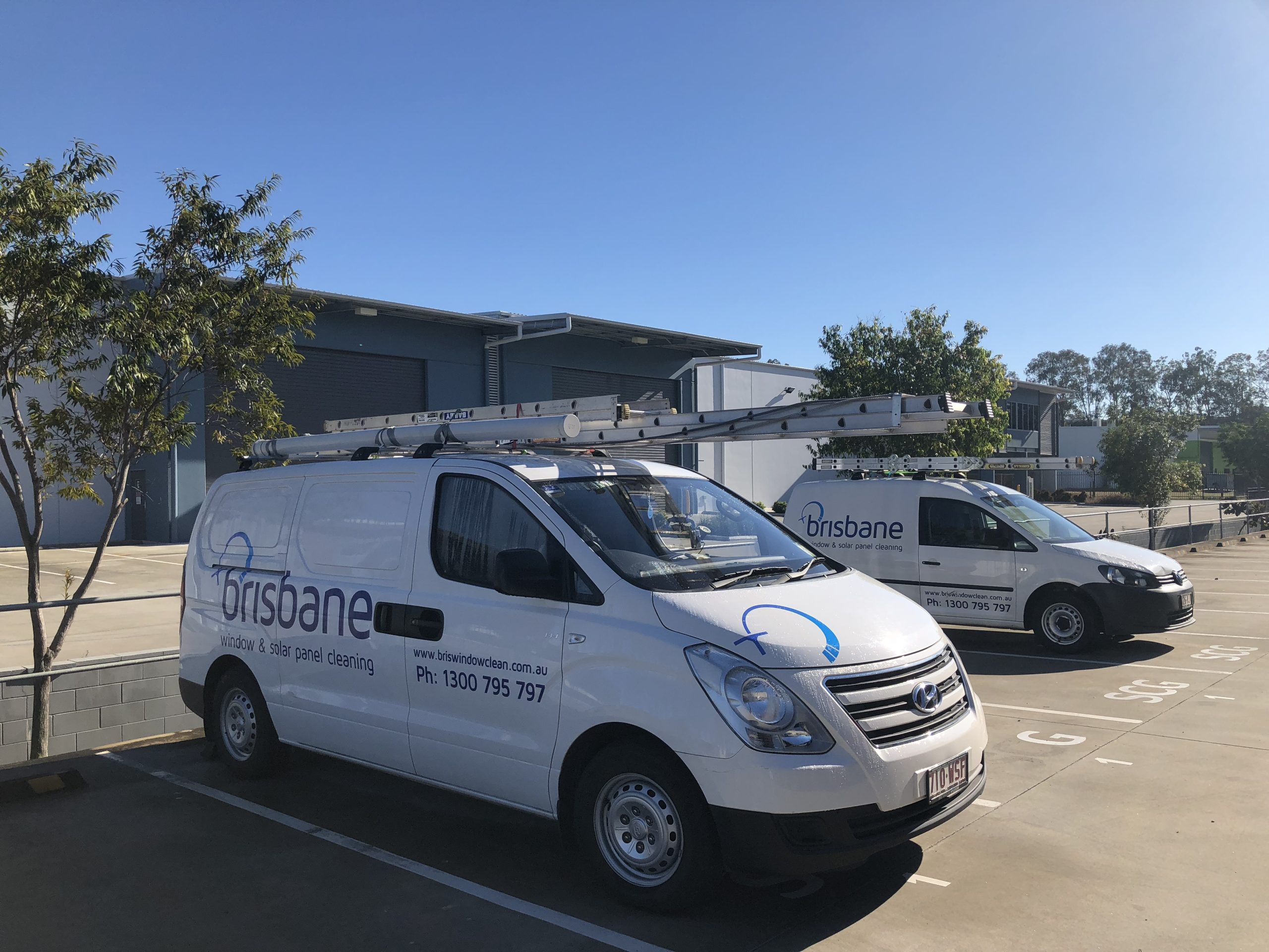 Our vans ready to travel all around brisbane cleaning windows, gutters and solar panels
